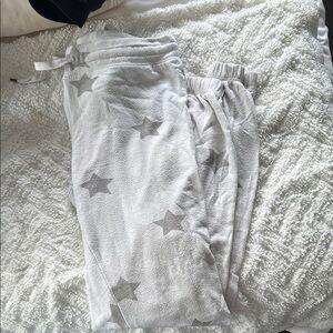 Cozy Star-Patterned White and Gray PJ Salvage Joggers